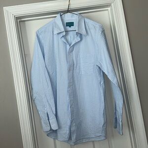 Castaway Light Blue Striped Casual Button Down Shirt